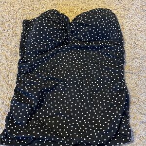 Tommy Bahama Black and White Polka Dot Bandeau Bandini (Top Only)